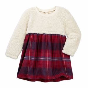 Harper Canyon Fur Plush Flannel Dress Baby Girls